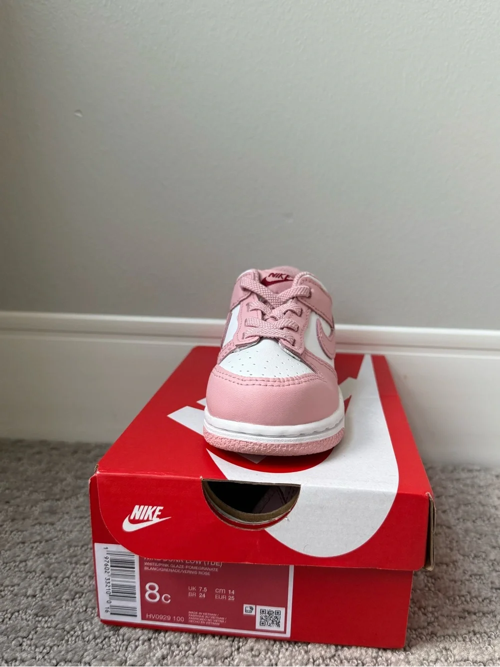 Nike Kids Pink and White Low-Top Sneaker